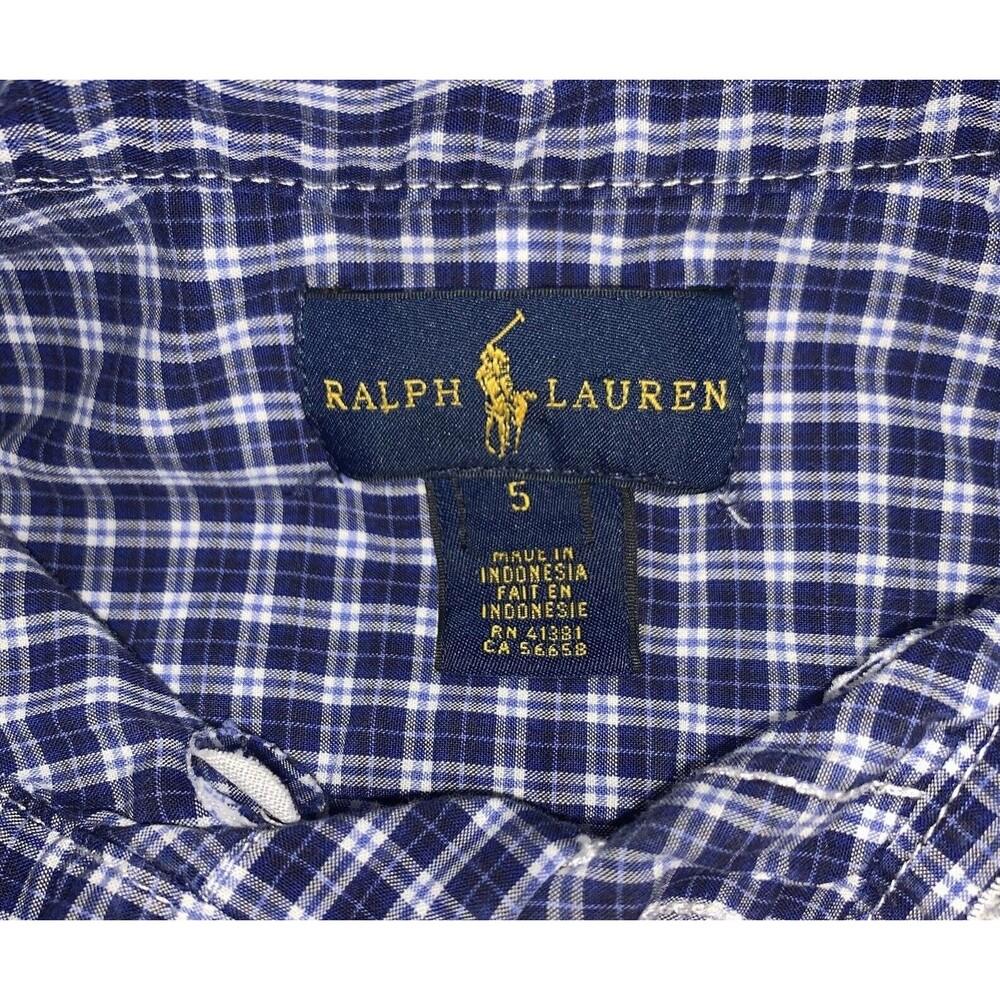 Ralph Lauren Gymboree Boy's Button Down Shirt Sz 5 LOT OF 2 Plaid Blue - Picture 4 of 11